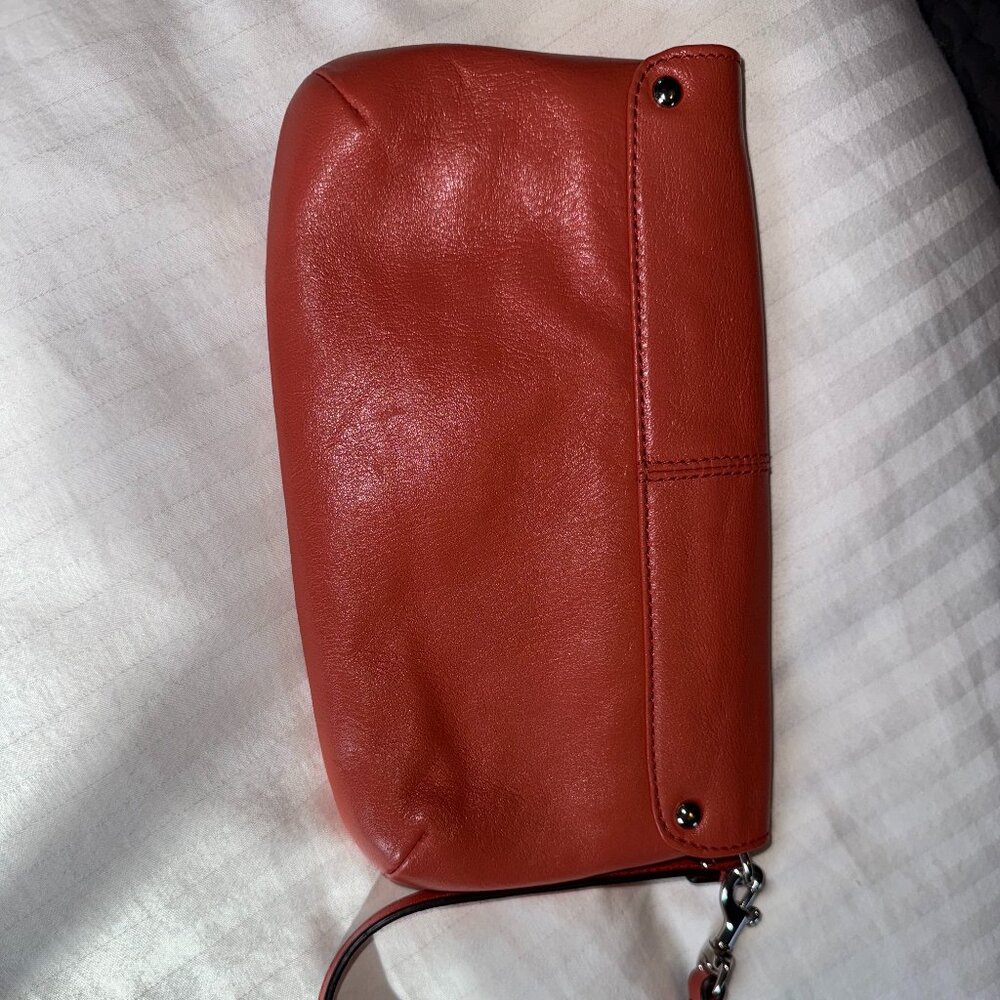 Coach Salmon Pink Leather Wristlet Clutch - Picture 5 of 5